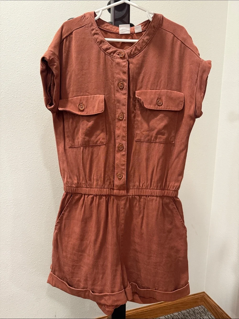 GAP Kids Rust Button-Front Short Sleeve Romper